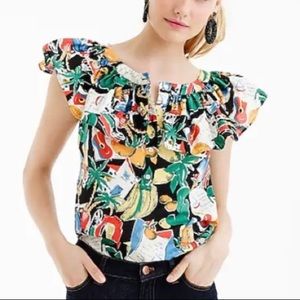 J.Crew Ruffle Top in Postcard Print